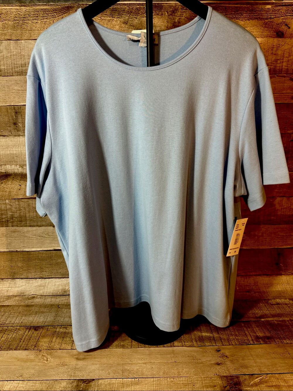 Southern Lady Short Sleeve Scoop Neck Light Aviary Blue Tee Size 3X NWT